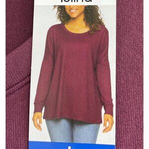 NEW Felina Women's L Long Sleeve Burgundy Knit Top Loose Fit